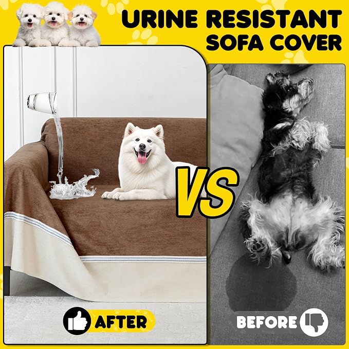 Loiion Cat Scratch Proof Furniture Protector Waterproof Sofa Cover 150"x91" | Pet-Friendly Couch Protector, Anti-Scratch & Anti-Slip Sofa Cover For Cats Dogs Kids, Machine Washable - Image 3