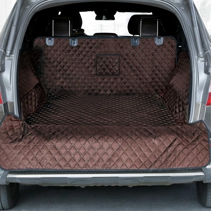 PETICON SUV Cargo Liner for Dogs, Trunk Cover with Bumper Flap Protector | Waterproof Pet Cargo Cover with Side Flaps, Dog Car Seat Cover with Non-Slip Mat, Prevents Scratches, Pet Hair, Mud, and Dirt by PETICON