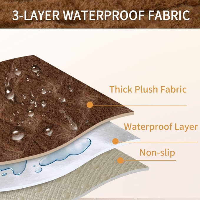 Waterproof Dog Bed Cover Non Slip Couch Cover for Dogs Washable Soft Faux Fur Sofa Cover Couch Covers for 3 Cushion Couch Sofa Pet Friendly (Brown, 34x94.5（1pc）) - Image 5