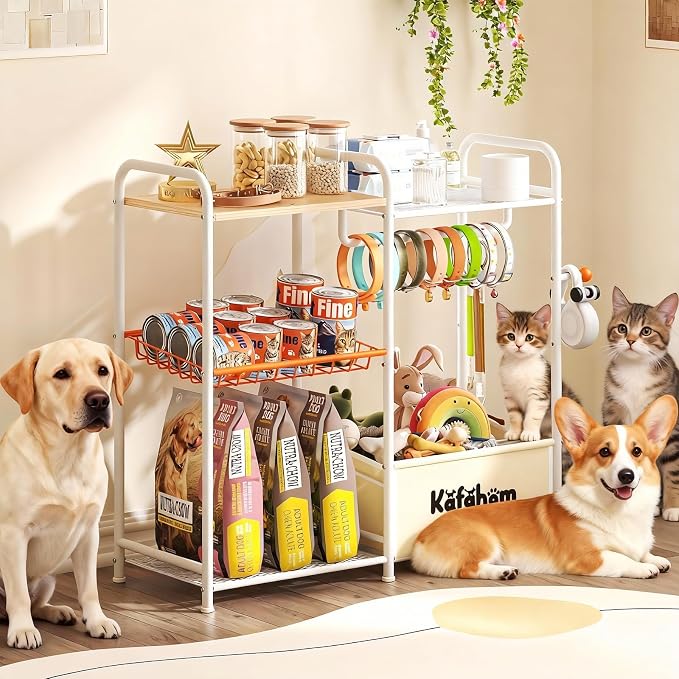 KAFAHOM Dog Toy Bin, Multi-Functional Dog Toy Basket with Collar Rod & Can Dispenser, Puppy Essentials Shelf, Dog Stuff Box, Perfect Basket for Dog Toys in Living Room, Great Gift for Pet Lovers - Image 6
