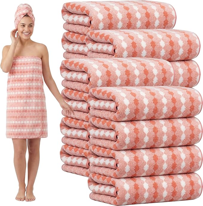 SmoothNovelty 16 Pack Microfiber Bath Towels Bulk 27'' x 60'' Oversized Size Bath Towel Highly Absorbent Extra Large Soft Drying for Beach Shower Summer Salon Sport Gym Party (Cone,Orange) by SmoothNovelty