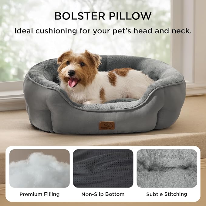 Bedsure Medium Dog Bed Washable,Large Cat Beds for Indoor Cats,28in Grey | Dog Bed Medium Size Dog, Round Pet Bed,Soft Plush Faux Fur, Removable Washable Cover, Anti-Slip Bottom,Easy to Clean - Image 2