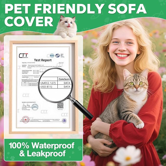 Loiion Cat Scratch Furniture Protector - Anti-Slip, Waterproof Sofa Cover to Keep Cats Off, Pet-Friendly Couch Protectors for Sofa, Gray Anti-Scratch Couch Cover for Pets and Kids 91"X71" - Image 7