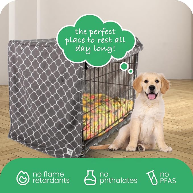 Molly Mutt Clark Gable Dog Crate Cover, 100% Cotton Canvas Cover with 2 Roll-Up Panels, Ideal for Dog or Cat Crate, Durable, Washable, and Free of Harmful Chemicals, 30" x 21" x 24" - Image 6