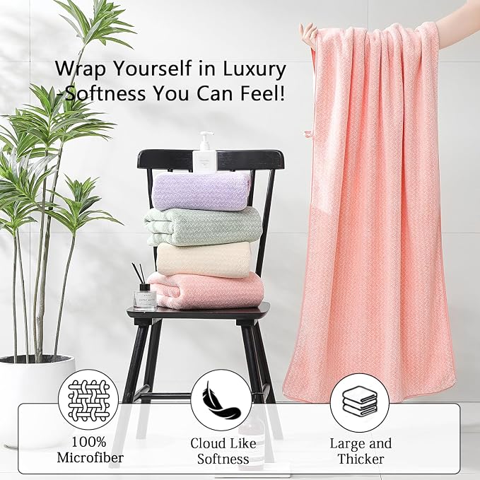 Ycosy 18 Piece Bath Towels Set,100% Microfiber Family Bathroom Towel with Hanging Loops-6 Bath Towels,6 Hand Towels,6 Washcloths,Quick Dry Highly Absorbent Shower Towel for Bathroom,Hotel,Spa-Pink - Image 3