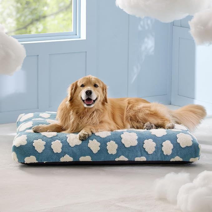 LE SURE Cute XL Dog Bed-Extra Large Thick Shredded Chopped Foam Pet Bed Indoor with Removable Washable Cover, Modern Fuzzy Plush & Anti Slip Bottom, Blue | Shredded Chopped Foam,Modern Plush Crate Cushion Gift for Extra Large Dog, Waterproof Washable C... - Image 6