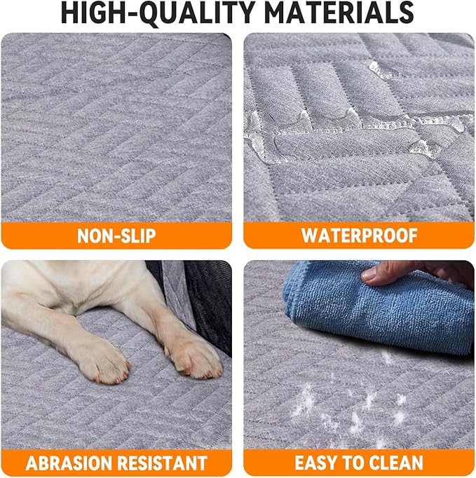 YJGF Dog Back Seat Extender for Truck,Truck Seat Cover Back Seat,Dog Hammock for Truck,Pet Seat Covers for Dogs,Hard Bottom Seat Extender for Dogs(Grey,for Full Size Truck)