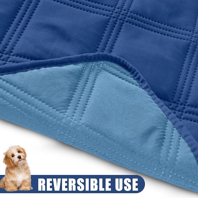 Smiry Waterproof Dog Bed Cover Blanket 82x102, Soft Reversible Pet Blanket, Washable Leakproof Cats Dogs Couch Cover for Sofa, Couch, Furniture, Navy/Blue - Image 3