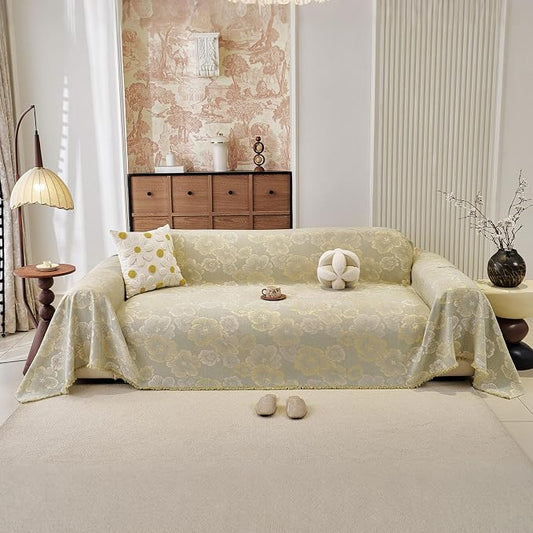 ROOMLIFE Boho Couch Covers for Sofa Washable for 3 Cushion Couch Chenille | Furniture Protector Sofa Couch Cover for Dogs, Soft Breathable Sofa Slipcover, Couch Throw Blankets with Tassels 71''X134'' by ROOMLIFE