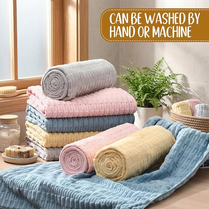 SmoothNovelty 8 Pack Microfiber Bath Towels Bulk 27'' x 60'' Oversized Bath Towel Highly Absorbent Extra Large Shower Sheets Soft Drying for Beach Pool Bathroom Salon Party(Pastel) - Image 4