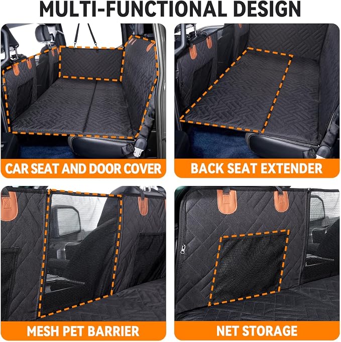 YJGF Hard Bottom Dog Car Seat Cover for Full-Size Trucks,Back Seat Extender | Strong Support,More Rest Space,Waterproof, Scratch Resistant,Car Seat Protector,Dog Hammock for Car/SUV/Small Truck - Image 4