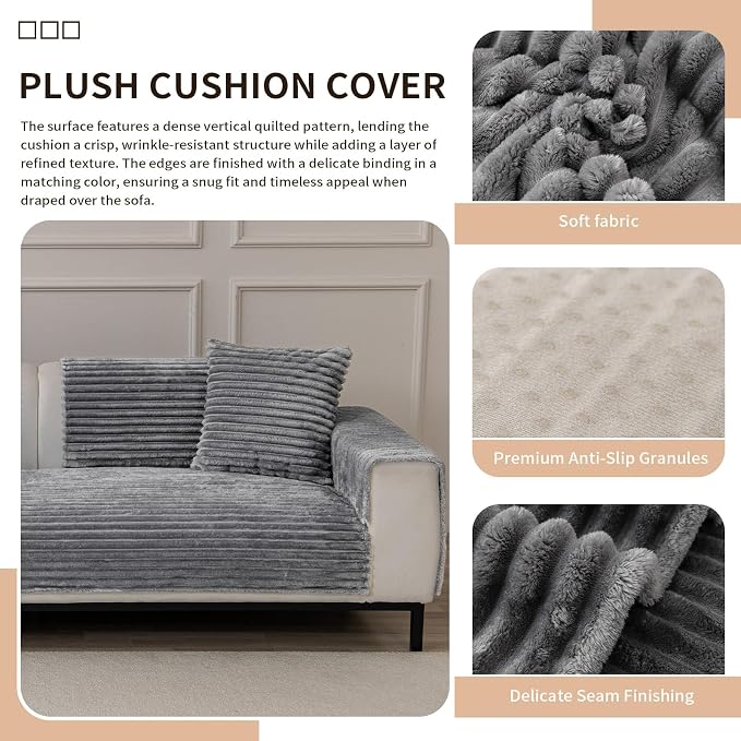 Waterproof Couch Cover & Sofa Cover, Couch Covers for Sofa Washable Non-Slip, Soft Dog Bed Protector for Sectional, Loveseat, Living Room, Car & RV Furniture (Light Gray, 23.62"x23.62" 2 PACK) - Image 5