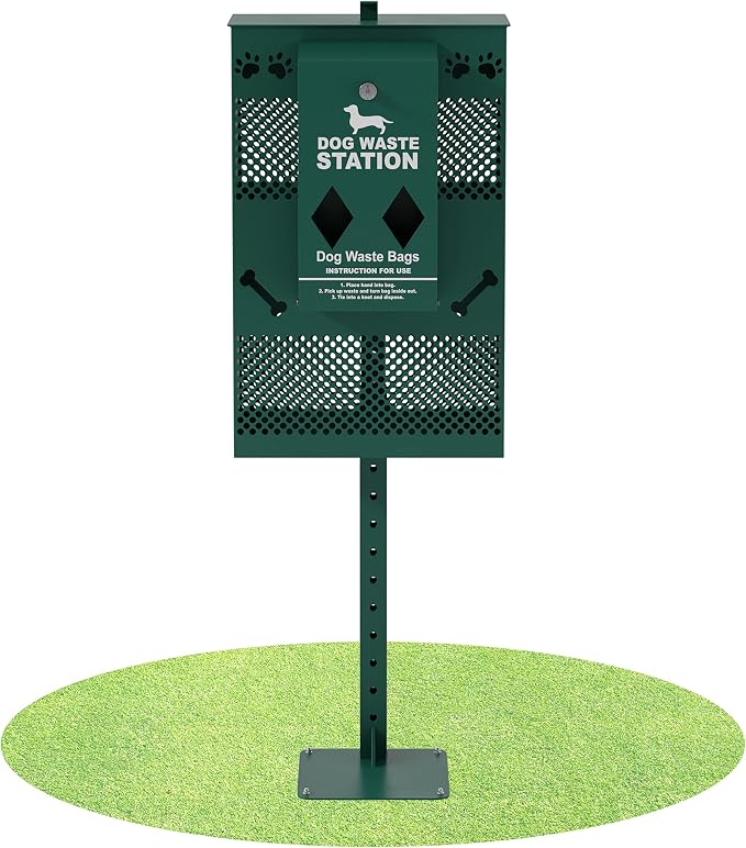 Compact Dog Waste Station Rectangular Trash Can, Green, 38.4" L x 13" W x 3.77" H by UPGORILO