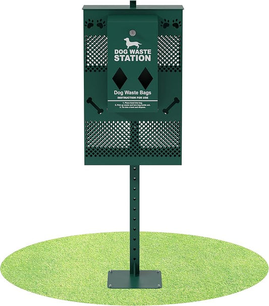 Compact Dog Waste Station Rectangular Trash Can, Green, 38.4" L x 13" W x 3.77" H by UPGORILO
