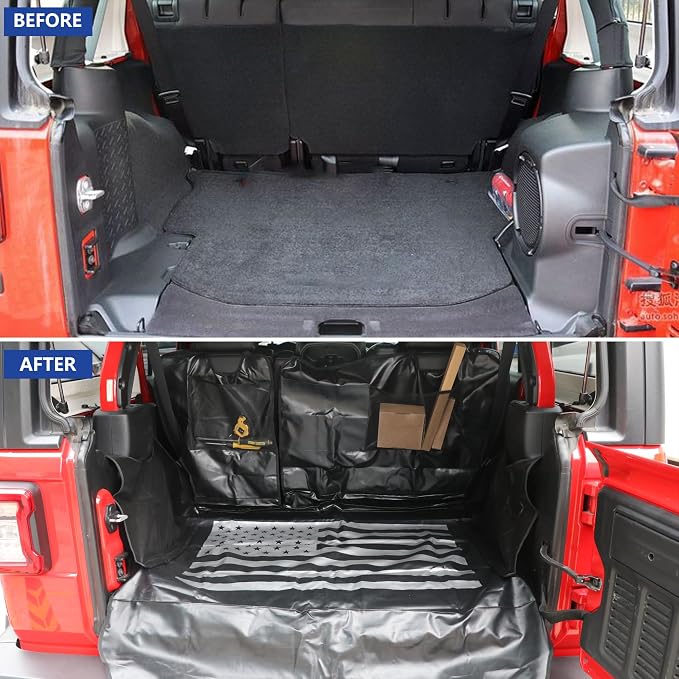sukemichi Cargo Mat Dog Cargo Liner for 2007-2026 Jeep Wrangler 4 Door,Flag | Waterproof oxford material,For 2007-2026 Wrangler JK JL,Nonslip Washable Pet Seat Cover & Anti-Scratch Liner - Image 5