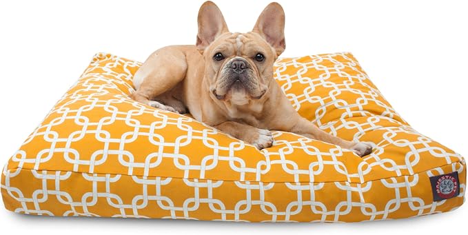 Yellow Links Small Rectangle Indoor Outdoor Pet Dog Bed With Removable Washable Cover By Majestic Pet Products by MajesticPet