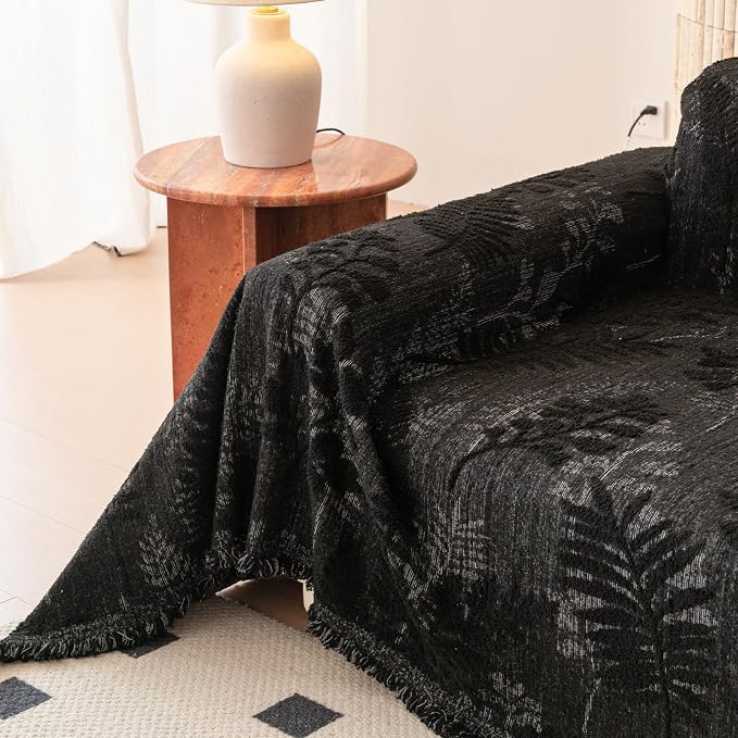 ROOMLIFE Couch Cover 3 Cushion Sofa, Washable Non Slip Furniture Sofa Protector Cover, Soft Chenille Sofa Slipcovers Sectional L Shape Dogs Couch Cover Throw Blanket with Tassels 71''X150'' - Image 8