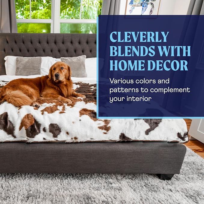 PAW BRANDS PupProtector Waterproof Throw Blanket, Brown Cowhide, 80x62 | Waterproof, machine washable — protects couches, beds & car seats - Image 8