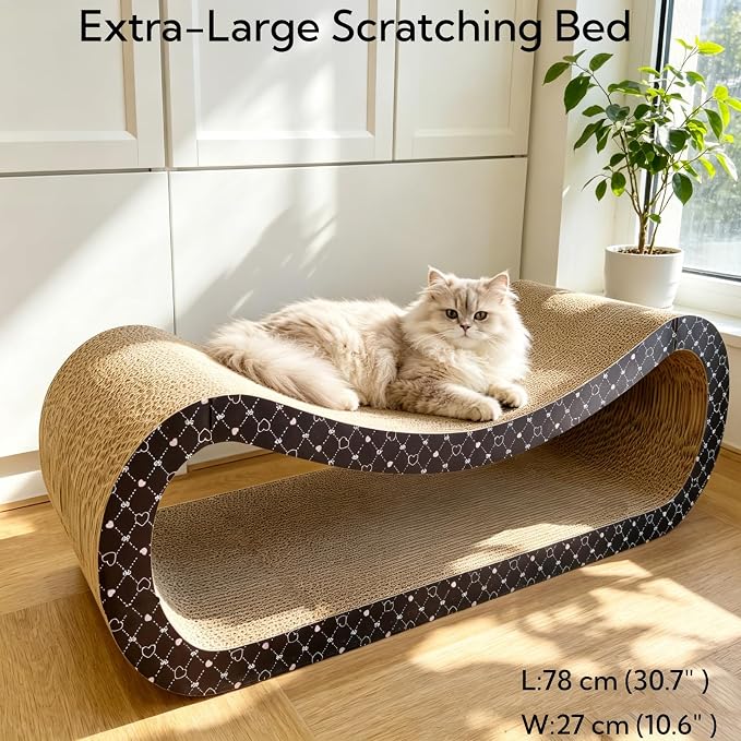4-in-1 Large Cat Scratcher Lounge Set, (31.5×11.8×11.8 in) Reversible Cardboard Scratchers for Indoor Cats, Scratching Board Sofa Bed, Corrugated Scratch Pad for Cat Nails, Recyclable - Image 6
