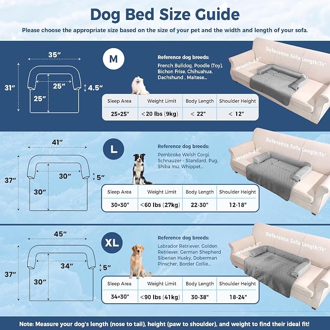 Calming Large Dog Couch Bed, Waterproof Memory Foam with Durable Fluffy Fuzzy Mats, Washable Removable Cover Protector for Sofa, Bedside, Gift, Cooling Grey, Medium - Image 7