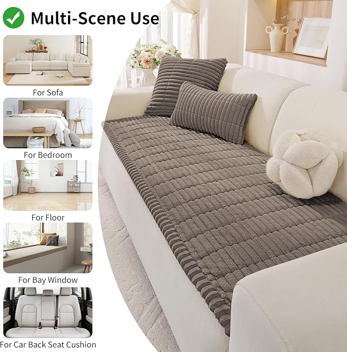 Couch Cover for Dogs,Washable Non-Slip Pet Friendly Sofa Protector | Thick Flannel Sofa Cover,Nonslip, Washable,Anti-Pilling,Pet Friendly,for Dogs & Cats,Cozy Protect Against Fur,27.6" x 70.9" - Image 3