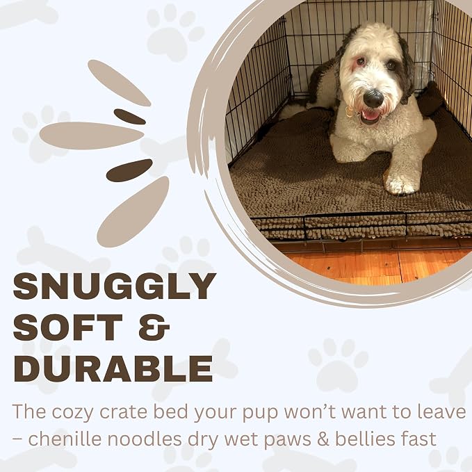 Soggy Doggy Crate Mate Dog Crate Pad, Chocolate Brown, Extra-Large 28x42 | Reversible chenille pad; absorbs 7x its weight; fits wire, plastic crates & cars; puppy to senior dog; quick-dry - Image 7