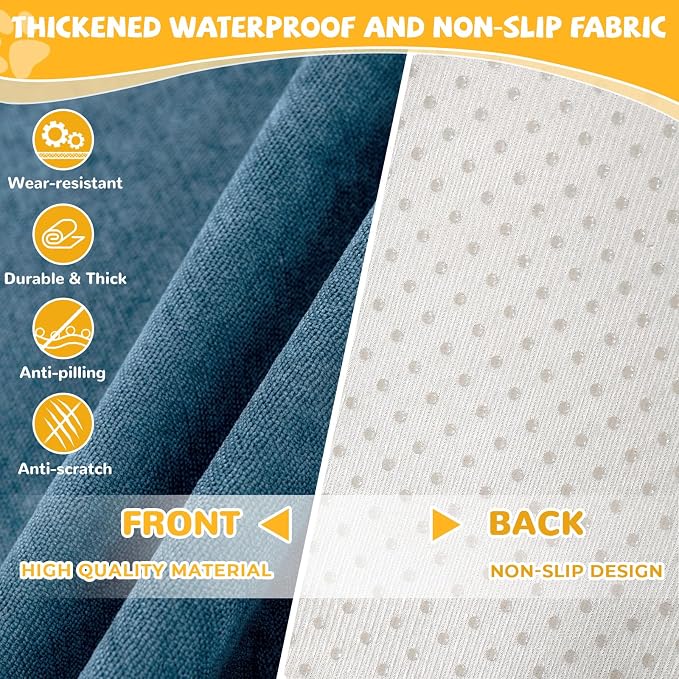 Waterproof Non-Slip Couch Cover for Pets, Navy Blue 79" x 134" | Dogs Sofa Cover, Washable, Pet Friendly, Anti Cat Scratch, Furniture Protector, for 3 Cushion Couch Sectional L Shaped Sofa - Image 4