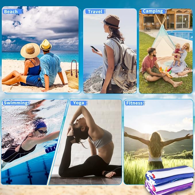 2 Pack Microfiber Oversized Lightweight Beach Towel 71"x32" XL Extra Large Thin Sand Free Towels Travel Swim Pool Yoga Gym Camping for Adults Women Men Beach Essentials Accessories Vacation Gift - Image 7
