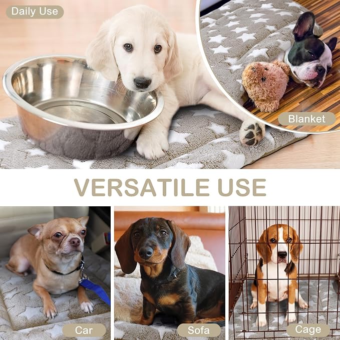 VitalCozy 4 Pcs Dog Crate Pads, Ultra Soft Warm Washable Anti-Slip Kennel Bed Mat for Pets, Reversible, Replaceable, Cage Liner for Small Medium Large Dogs and Cats(18 x 24 x 1.6 Inch,Star,Apricot) - Image 4