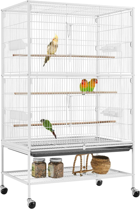 Yaheetech 52inch Bird Cage Extra Large Parakeet Parrot Cage for Lovebird Cockatiel Conure Finch with Rolling Stand White by Unknown