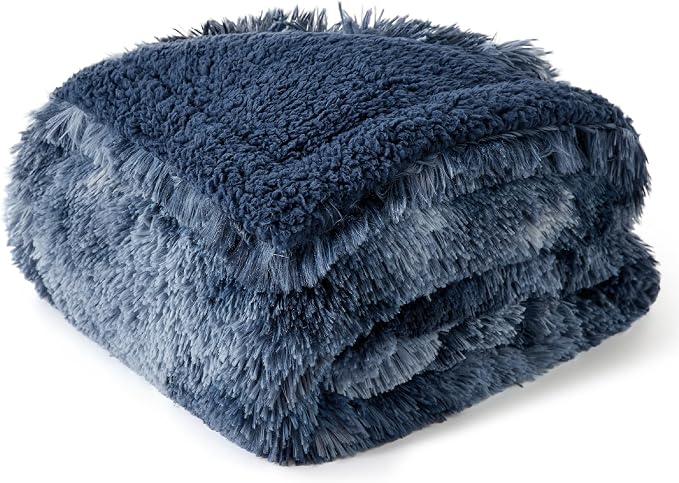 Bedsure Waterproof Dog Blanket for Small Dogs Cats Fluffy Faux Fur, 30x40 | Plush Fuzzy Reversible Pet Blankets for Couch and Dog Bed,Soft Calming Throw Cat Puppy Blanket Washable,Dog Gift Tie-dye Navy - Image 8