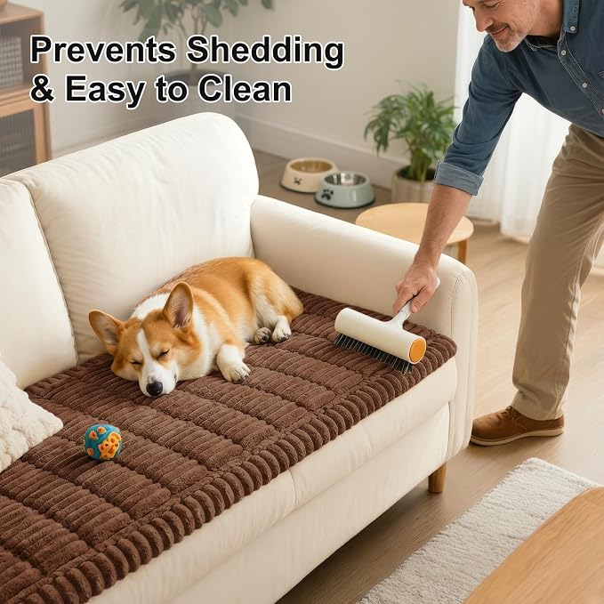 Smiry Couch Cover for Dogs, Non Slip Washable Sofa Protector for Pets | Soft Furniture Cover for Leather & Fabric Couches, Cozy Protect Against Fur, Dirt & Messes, Pet Friendly, 35.4"x95" - Image 7