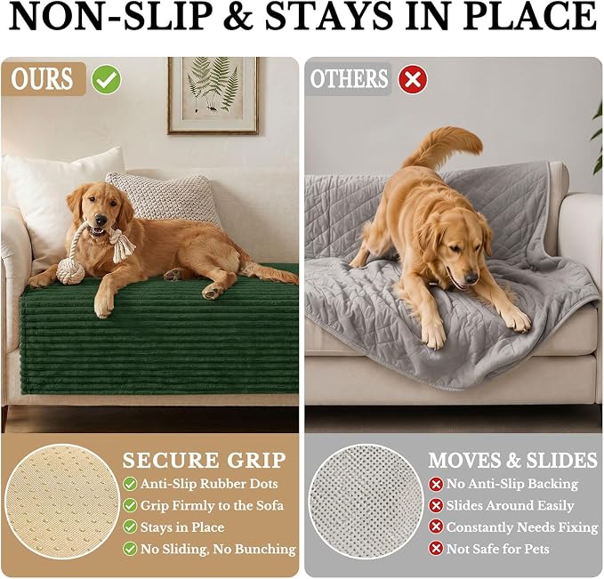 Smiry Waterproof Couch Cover for Dogs, Washable Non Slip Plush Protector | Waterproof Protection, Plush Flannel, Non Slip Backing, Pet Hair & Scratch Protection, Soft Cover (36" x 82.7") - Image 3
