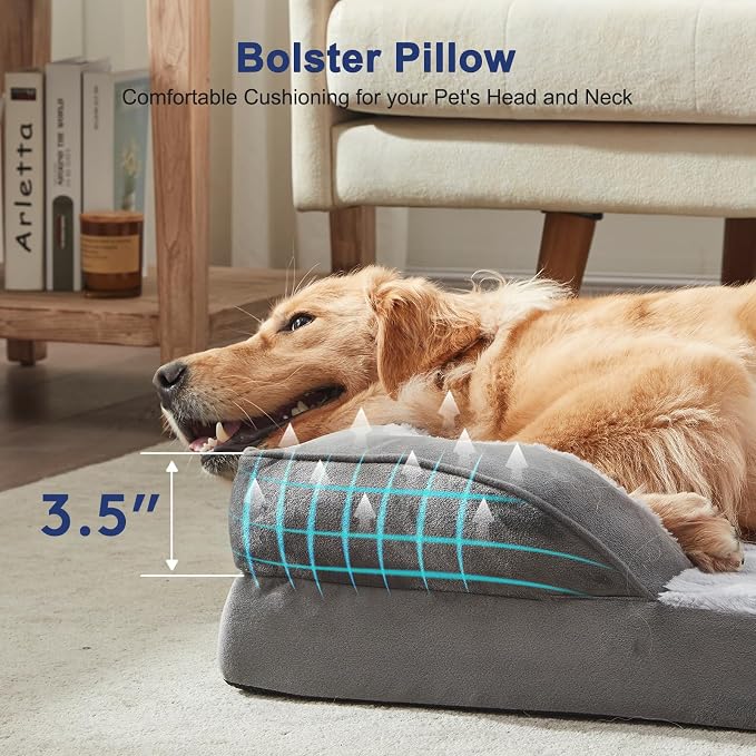 FURTIME Orthopedic Dog Bed for Medium Size Dog, Waterproof Dog Beds, 35x25x6.5 Supportive Foam Pet Couch Bed with Removable Washable Cover and Nonskid Bottom - Image 4
