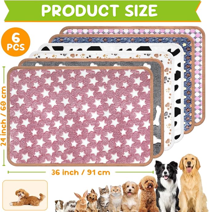 6 Pcs Dog Blanket Super Soft Pet Puppy Blankets Calming Dog Blankets for Small, Medium Large Dogs Warm Sleep Mat Washable Dog Blanket for Puppy Cat (36"×24") - Image 2