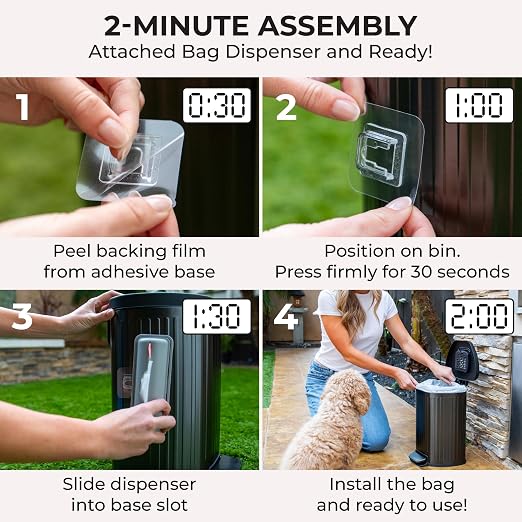 Dog Poop Trash Can Outside with Lid – 12L Stainless Steel Outdoor Trash Can with Reusable Charcoal Filter, Step-On Pedal & Bag Dispenser – Dog Waste Station, Cat Litter Trash Can & Diaper Pail - Image 6