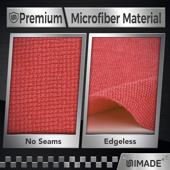 UNIMADE Shop Towel Rag, 200 Pack Reusable Microfiber Cleaning Cloth | Rags Bulk Lint Free Towels for Car Kitchen Automotive Bar Mechanic Restaurant Garage, 11.5"x 11.5", Red - Image 2