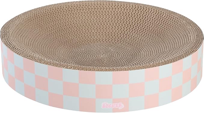 CSR1010E Nelson 20.13" Modern Cardboard Round Bowl Cat Scratcher with Catnip, Strawberry Milkshake - Image 6