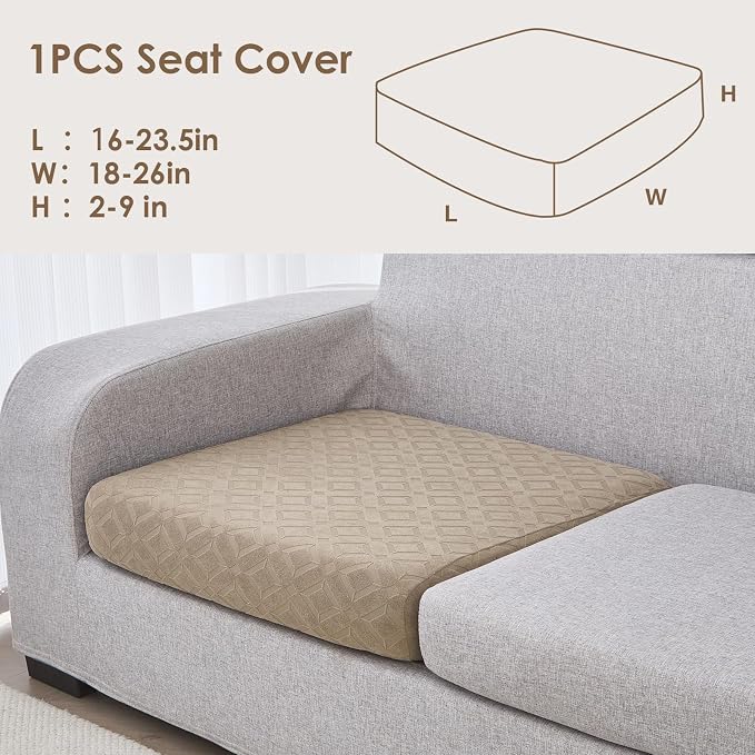 Genina Waterproof Couch Cushion Covers for Pets Washable Sofa Seat Covers | Non Slip,Stretch Jacquard Fabric,Pet Hair & Scratch Protection,Easy Installation,Furniture Protector,Sectional Sofa,1 Piece - Image 2