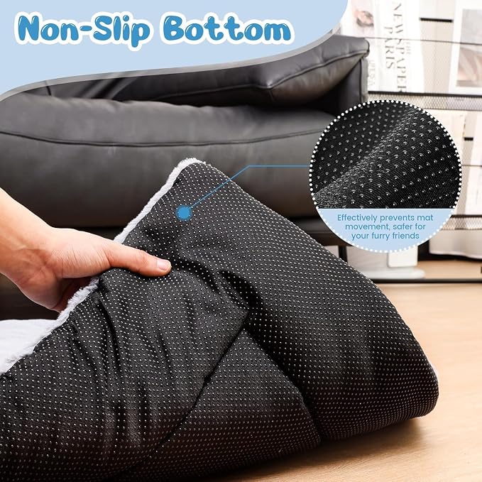 Dog Crate Pad Washable, Plush 42 x 28 Inch Anti-Slip Kennel Mat for Medium & Large Dogs, Fits Wire or Metal Crates, Travel, Home & Training Use, Dark Grey - Image 3
