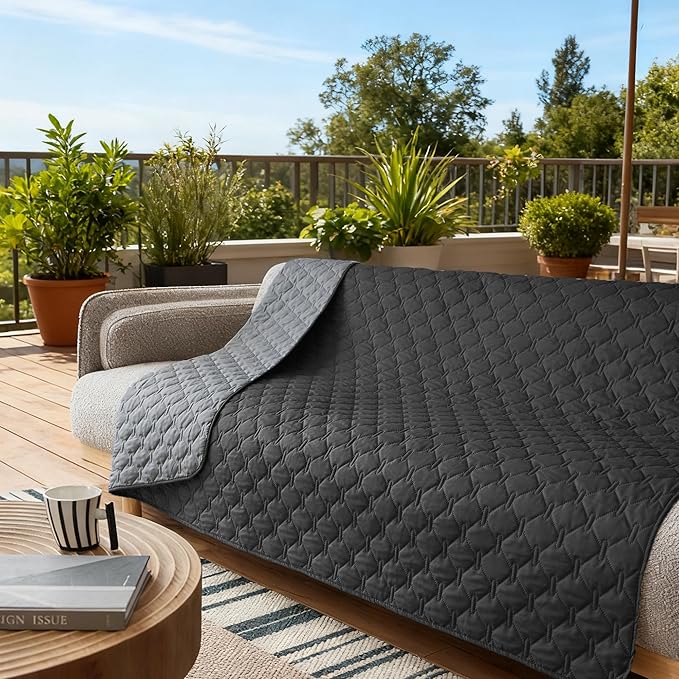 gogobunny 100% Double Sided Waterproof Dog Blanket Soft Pet Bed Cover Reversible Protect Furniture Couch Sofa Car for Puppy Large Dog Cat (Dark Charcoal/Light Charcoal, 52x82 Inch (Pack of 1)) - Image 7