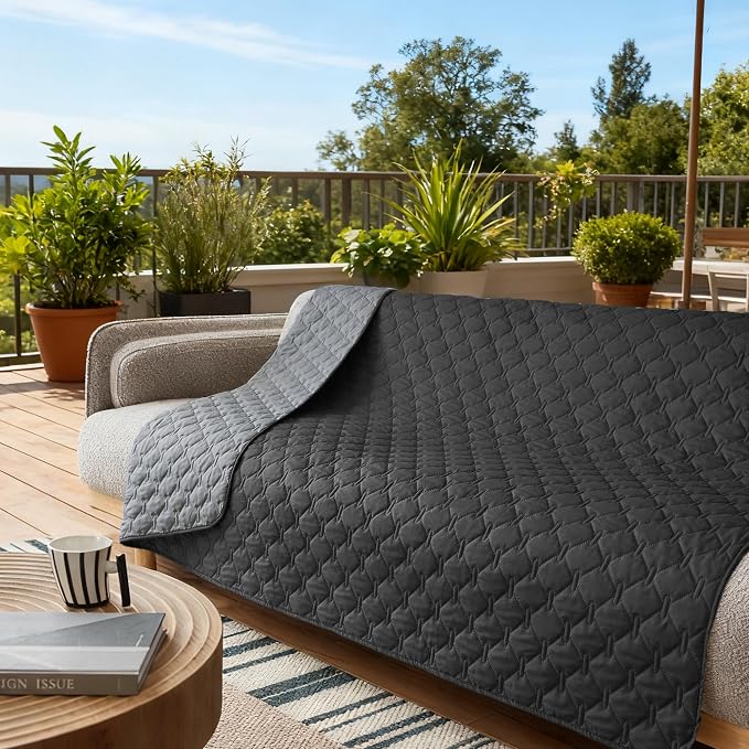 gogobunny 100% Double Sided Waterproof Dog Blanket Soft Pet Bed Cover Reversible Protect Furniture Couch Sofa Car for Puppy Large Dog Cat (Dark Charcoal/Light Charcoal, 82x102 Inch (Pack of 1)) - Image 4