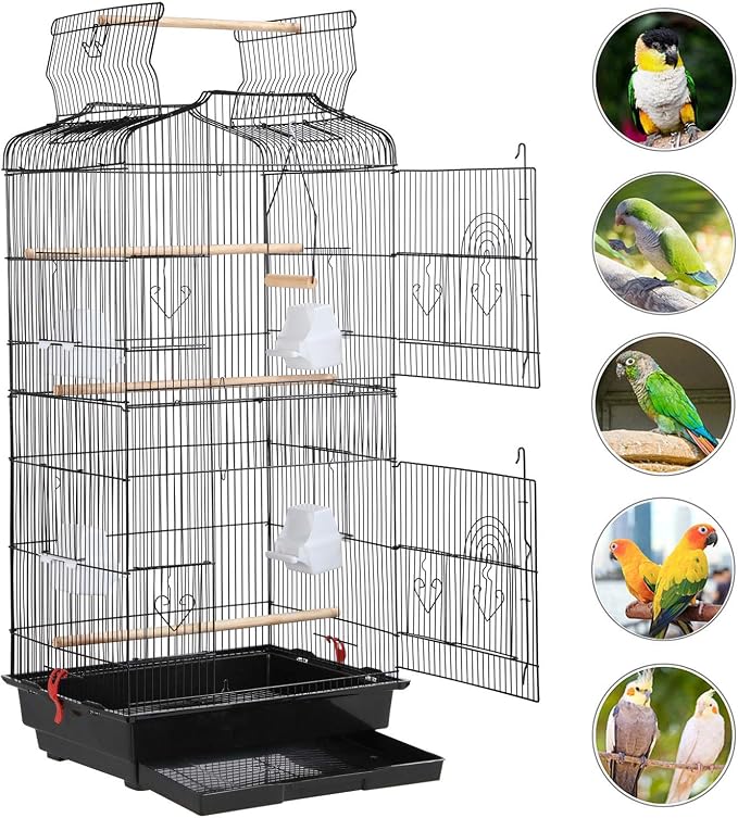 Yaheetech 41-inch Open Top Medium Bird Cages for Parakeets Finches Canaries Lovebirds Small Quaker Parrots Cockatiels Budgie Green Cheek Conure Travel Pet Flight Birdcage - Image 8