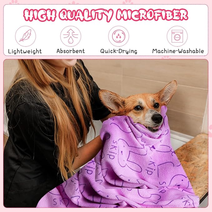 Tatuo 22 Pcs Dog Towels for Drying 20 x 40 Inch Pet Bath Towels Absorbent Microfiber Towel Quick Drying Puppy Bathing Supplies for Small Medium Large Dog Puppy Cat(Colorful,Rabbit Pattern) - Image 5