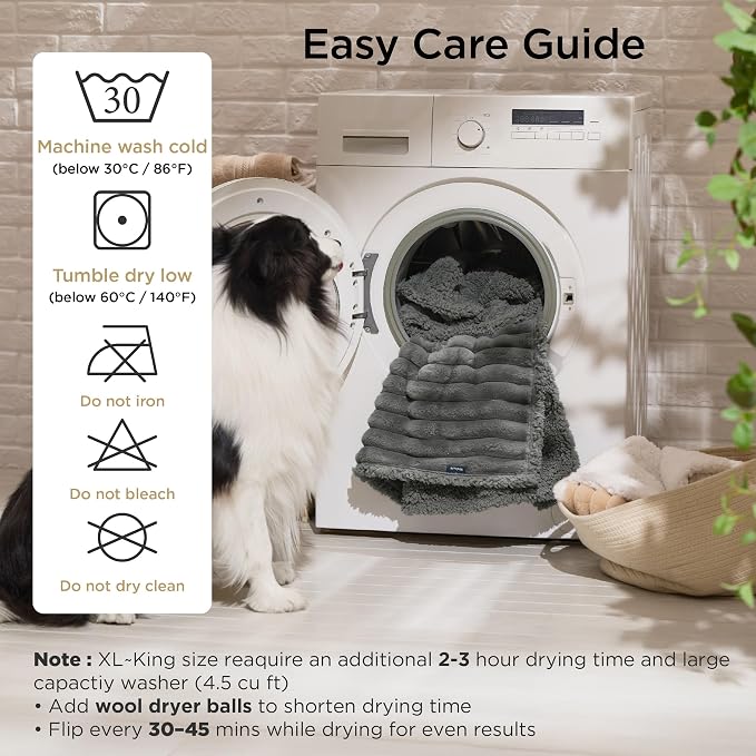Bedsure ComfyFleece™ Waterproof Blanket for Bed, Twin（60"x80"） Warm Grey | Soft Plush Couch Bed Cover Corduroy Fleece for Furniture Protector, Cozy Calming Reversible Dog Blankets for Large Dogs Pet - Image 6