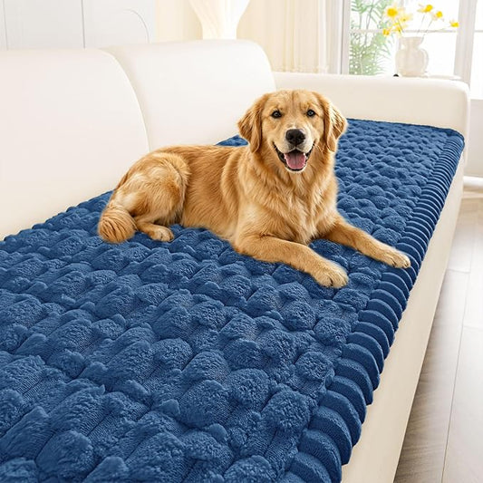 Smiry Non Slip Couch Covers for Dogs, Scratch Resistant Pet Sofa Protector | Machine Washable Soft Fuzzy Thick Furniture Cover for Sofa Loveseat Sectional Large Dogs, Navy, 27.6" x 70.9" by Smiry