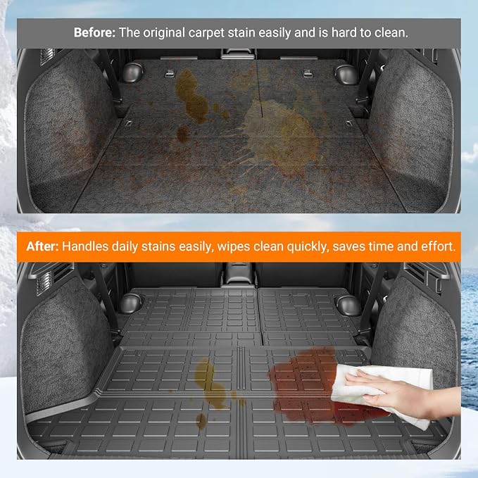 powoq Cargo Mat Compatible with 2016-2022 Honda HRV Trunk Mat Cargo Liner Back Seat Protector TPE Replacement for 2016 2017 2018 2019 2020 2021 2022 Honda HRV Accessories (Trunk Mat+Backrest Mats) - Image 3