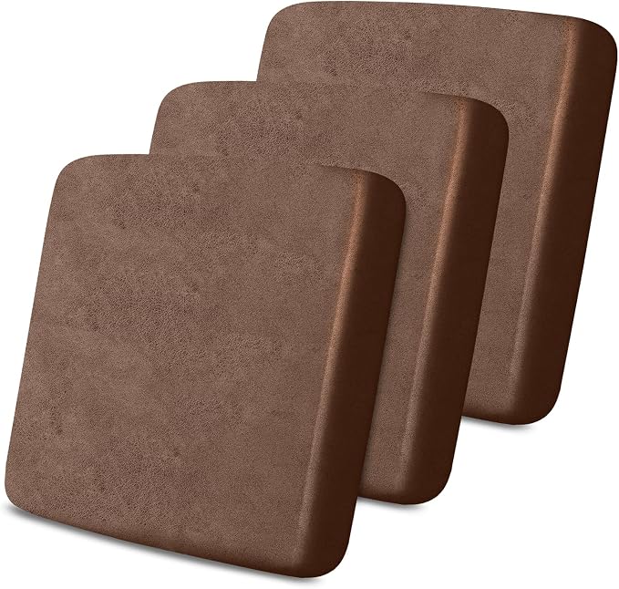 molasofa Leather Look Couch Cushion Covers, Stretch Sofa Cushion Covers for Sectional Armchair Loveseat Protector,Replacement Seat Cushion Slipcovers, Machine Washable (3 Cushion Sofa, Light Brown) by Molasofa