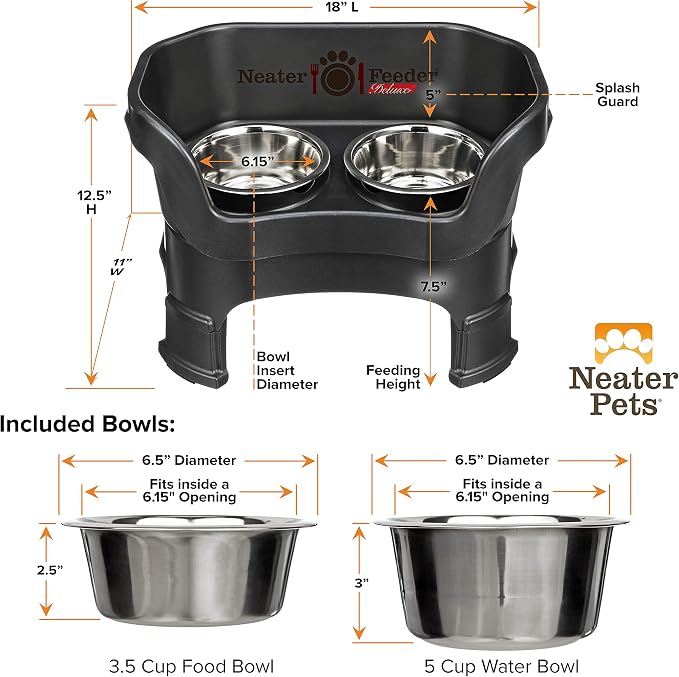 Neater Feeder Deluxe Mess-Proof Elevated Dog Bowls for Medium Dogs (19–40 lbs), 2 Height Adjustable (10” & 12.5”) No-Spill Raised Dog Bowl Stand, Stainless Steel Food Bowl Set, Made in USA, Black - Image 9
