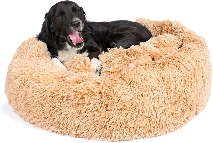 Barkbox Dog Bed Memory Foam Donut Cuddler - Calming Orthopedic Joint Relief Fur Crate Lounger for Pets, Machine Washable + Removable Cover, Waterproof Lining, Includes Toy - Larger Pets - 65lbs | Calming Orthopedic Joint Relief Furry Crate Lounger for ... by BARK